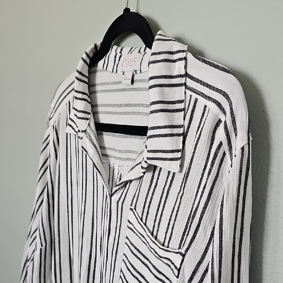 Vixbe Casual Shirttail Striped Button Down Knot front Shirt XXL - Picture 7 of 10